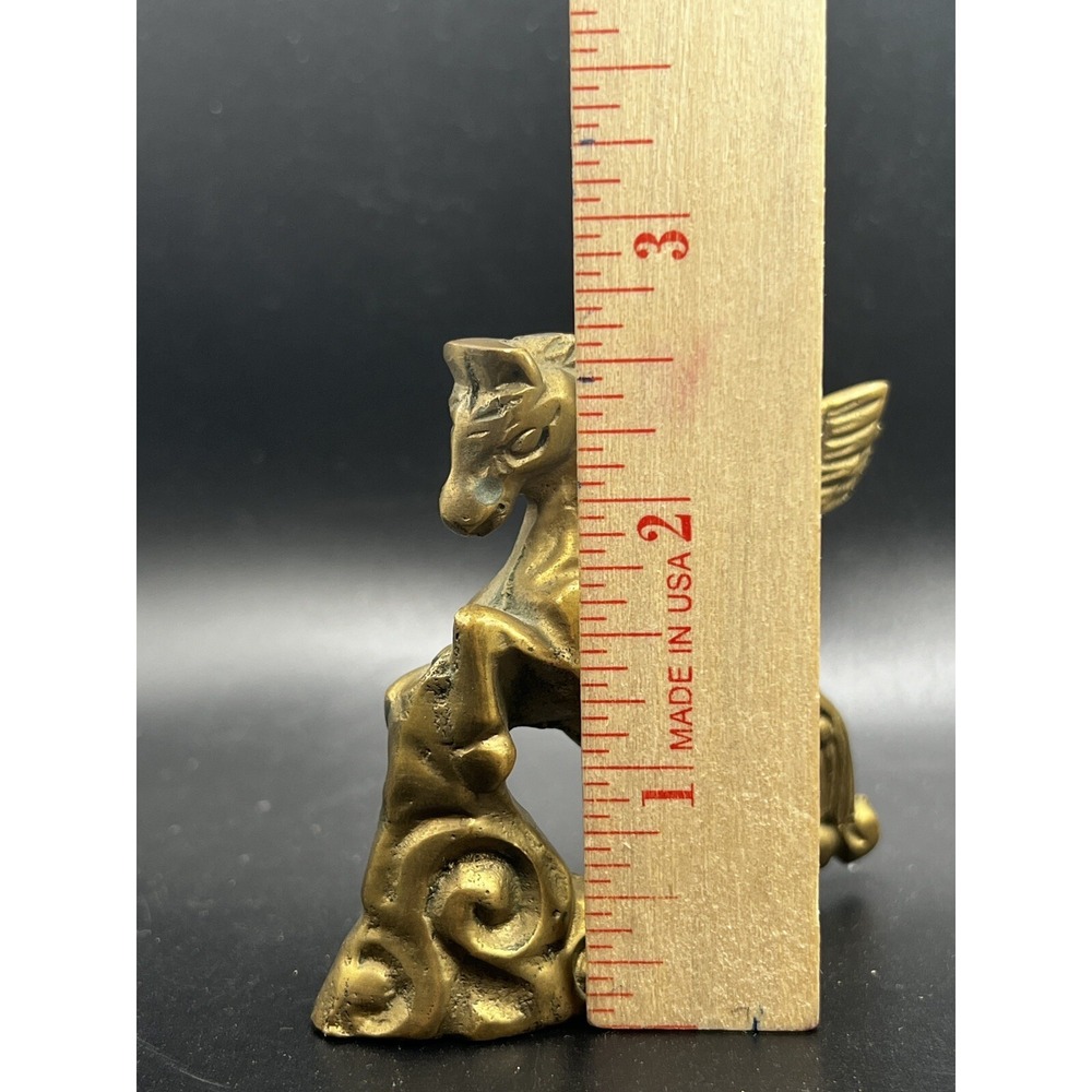 Vintage Solid Brass Pegasus Winged Horse Figurine Statue 3" Small Sweet - Picture 6 of 7